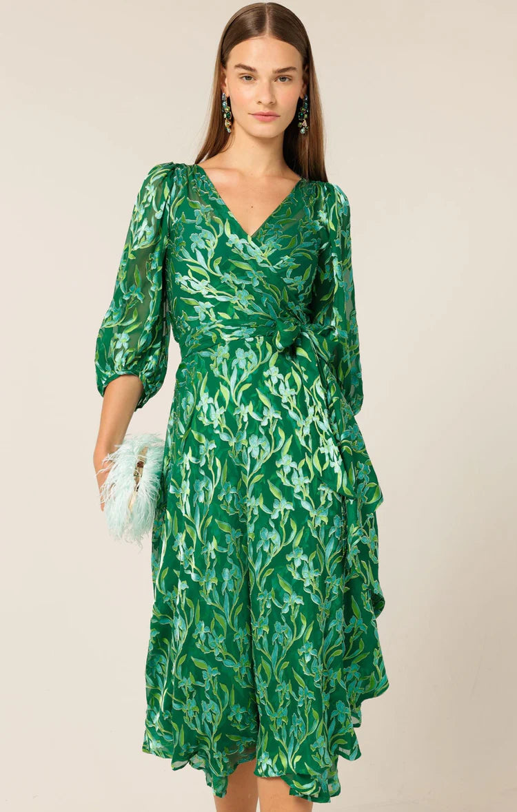 sacha drake green dress Michaella Wrap Dress in Teal | SACHA DRAKE