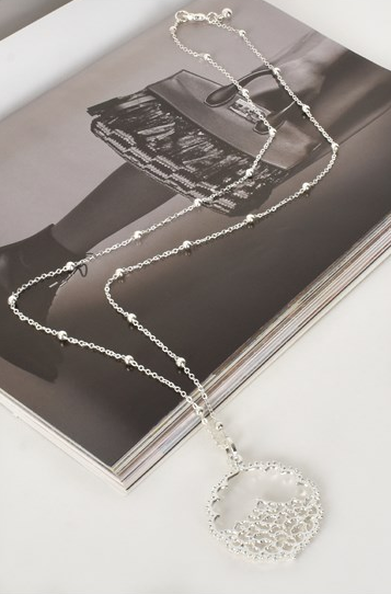 Adorne Pretty Filigree Pendant Necklace - Silver