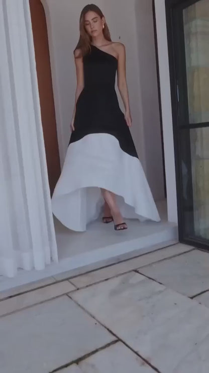 Elliatt Sorrel One Shoulder Gown - Black/White