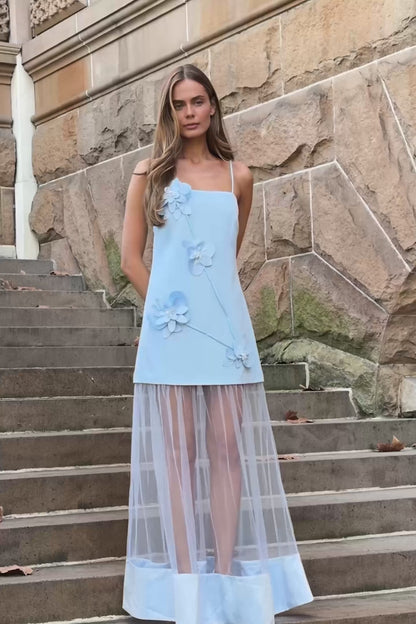 Elliatt Reina 3D Floral Gown - Sky Blue