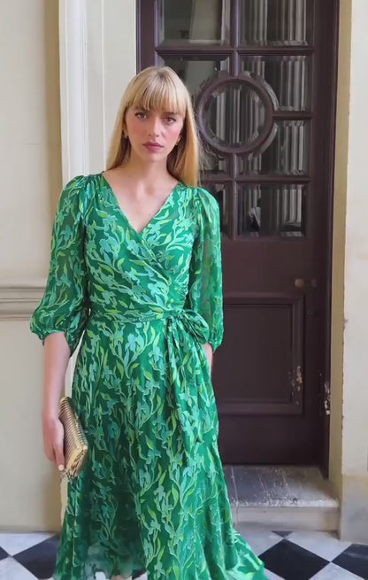 Sacha Drake Orchid Wrap Dress - Green Botanical