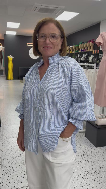 J'Adore Hearts Stripe Shirt - Blue