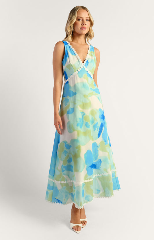 Island Floral Dress - Blue