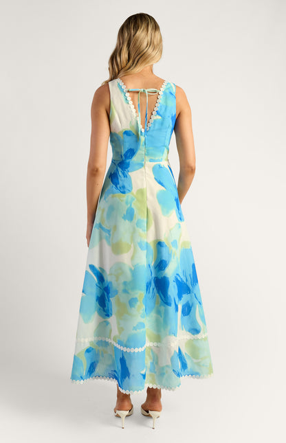 Island Floral Dress - Blue