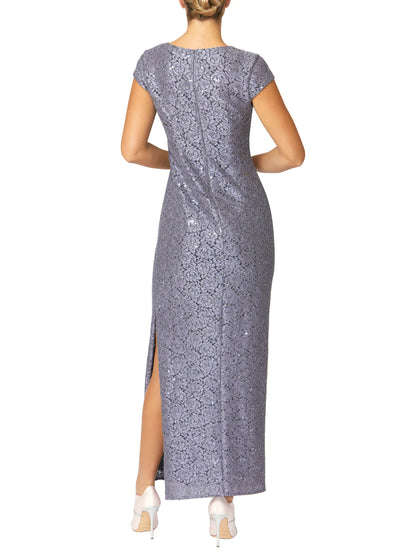 Anthea Crawford Helena Lilac Stretch Lace Gown