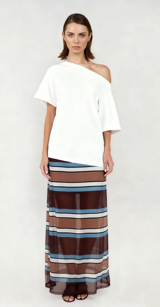 Avery Maxi Skirt - Brown Stripe