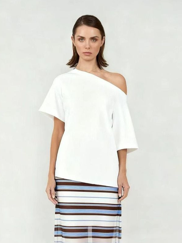 Jemima Asymmetrical Tee - White