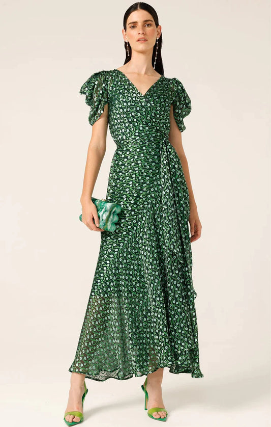 Sacha Drake Twilight Shimmer Maxi Dress in Emerald