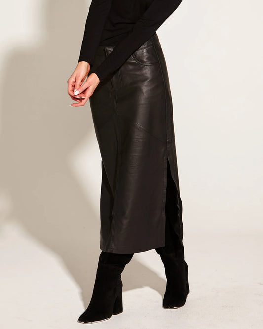 Fate & Becker Underground 100% Leather Straight Midi Skirt