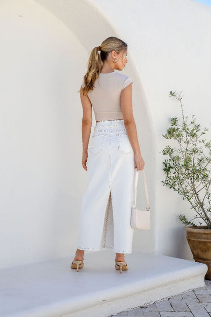 Coco Denim Maxi Skirt - White
