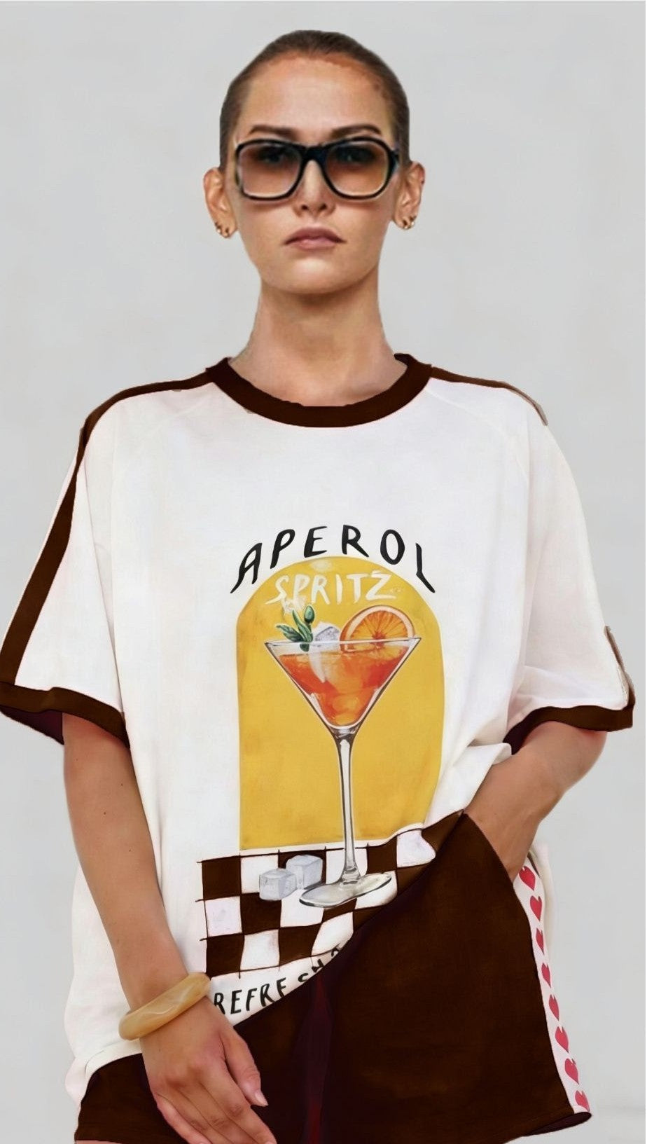 Aperol Print Tee - Chocolate