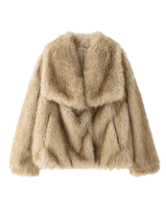 Faux Fur Jacket - Neutral Latte