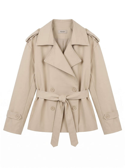 Cropped Trench Jacket - Beige