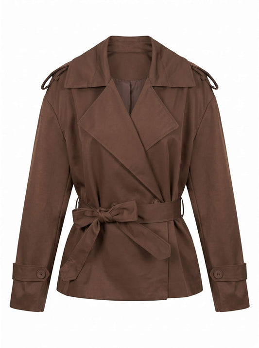 Cropped Trench Jacket - Chocolate