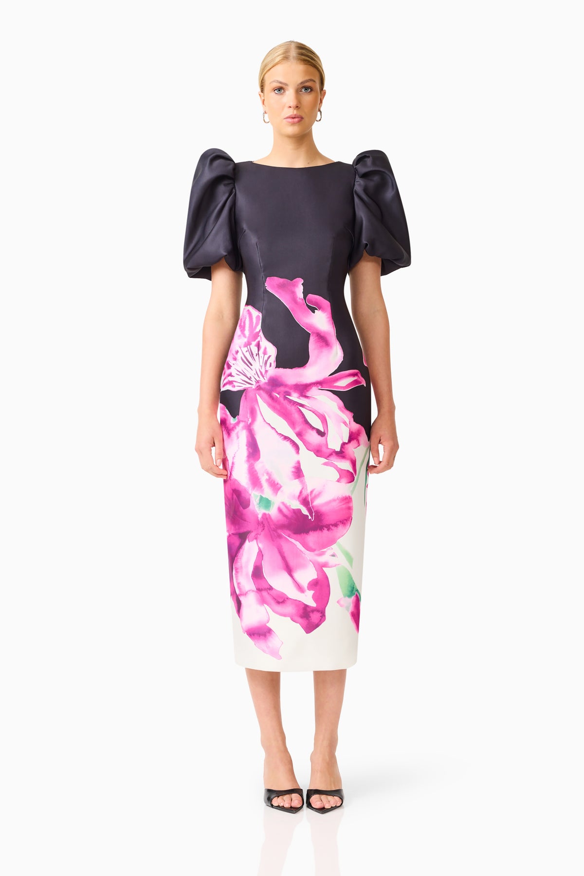 Elliatt Petalia Midi Dress in Black Floral