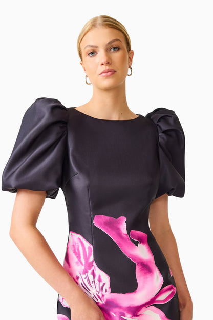 Elliatt Petalia Midi Dress in Black Floral