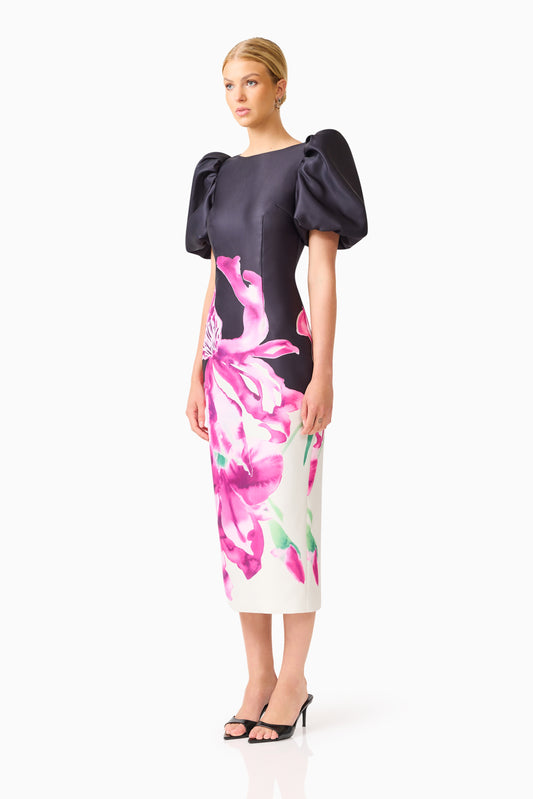 Elliatt Petalia Midi Dress in Black Floral