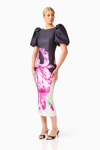 Elliatt Petalia Midi Dress in Black Floral