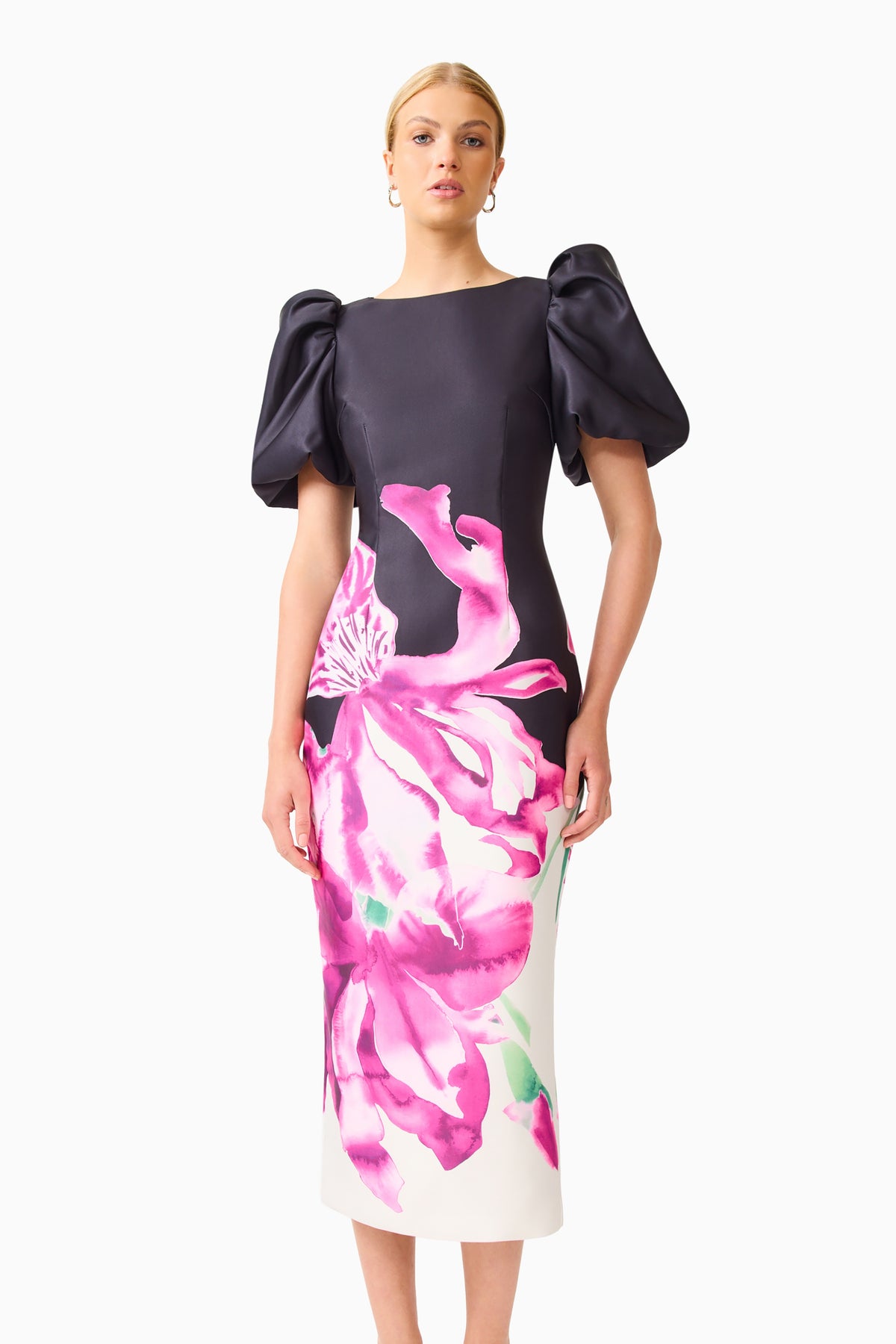 Elliatt Petalia Midi Dress in Black Floral