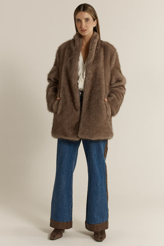 Fate & Beck Beau Faux Fur Coat - Mink