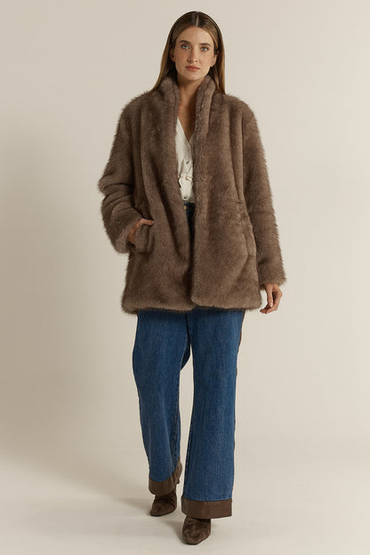 Fate & Beck Beau Faux Fur Coat - Mink