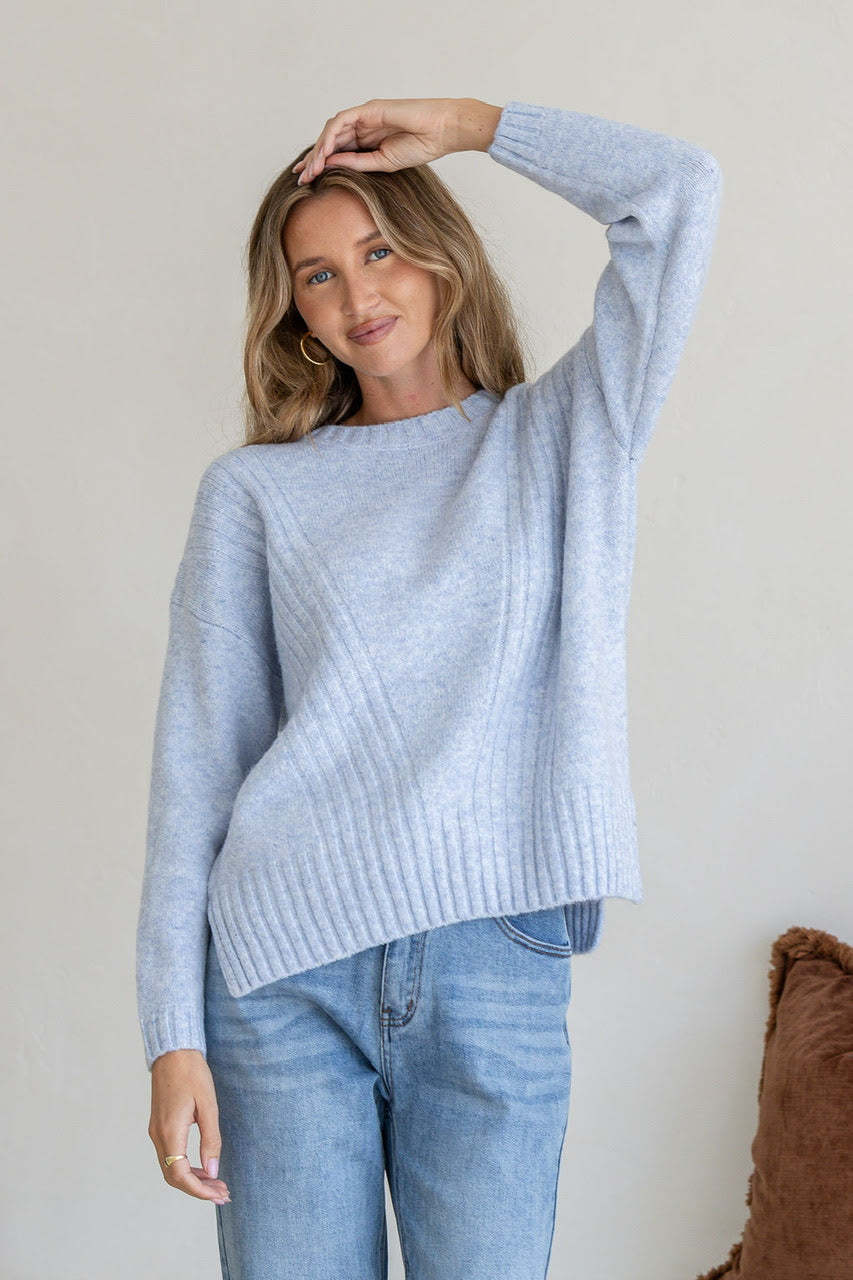 Oslo Ribbed Knit - Sky Blue