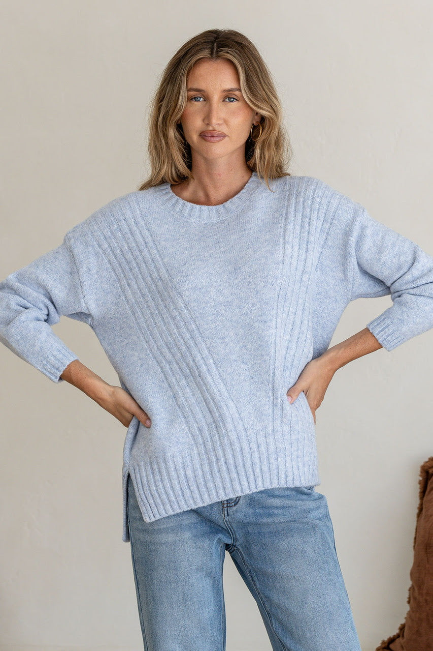 Oslo Ribbed Knit - Sky Blue