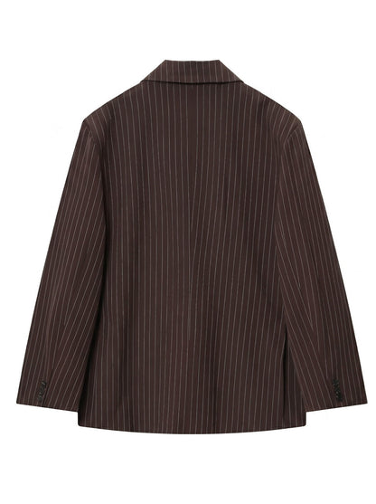 Pinstripe Lined Blazer - Chocolate