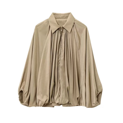 Drapey Zip Front Night Time Jacket - Latte