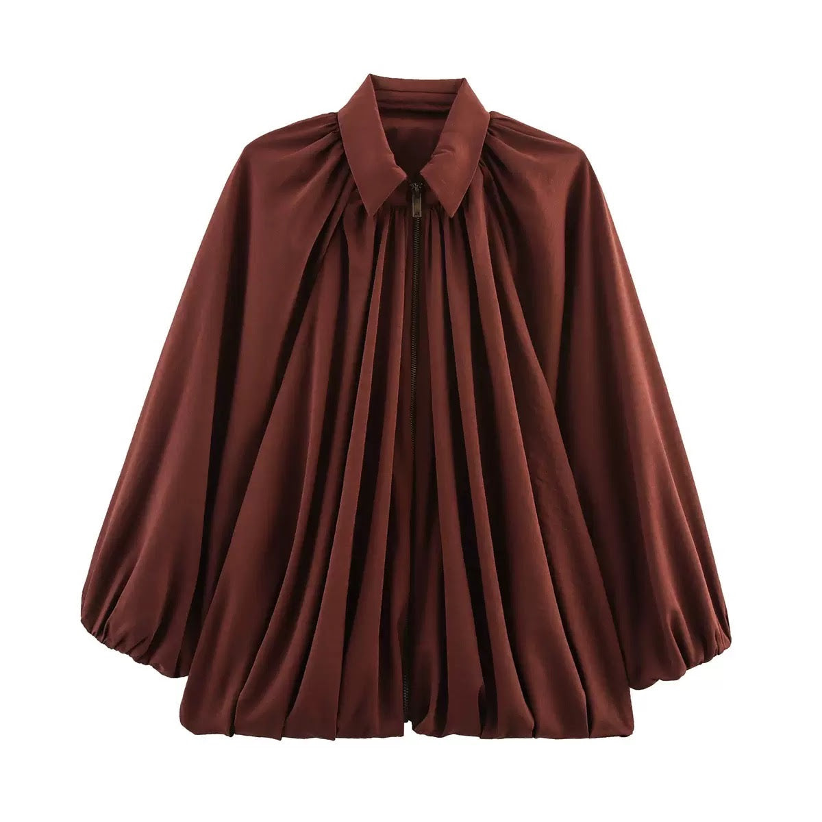 Drapey Zip Front Night Time Jacket - Wine