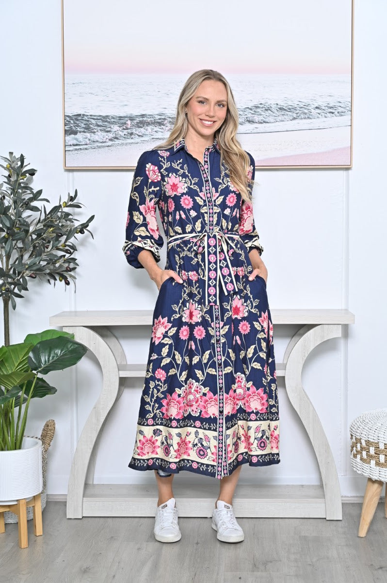 Mabel Floral Midi Shirt Dress