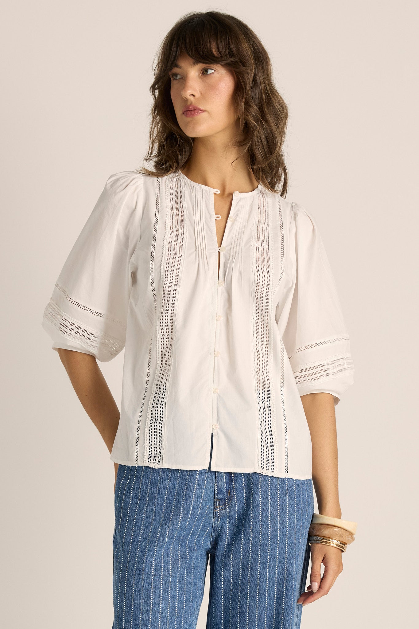 Fate & Becker Freya Lace Trim Blouse - White