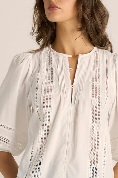 Fate & Becker Freya Lace Trim Blouse - White