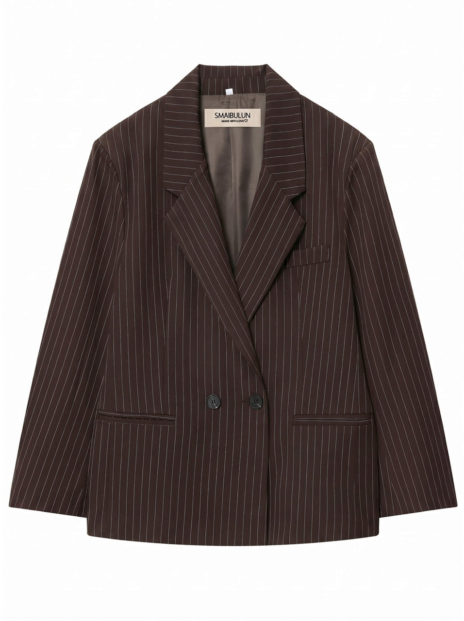 Pinstripe Lined Blazer - Chocolate