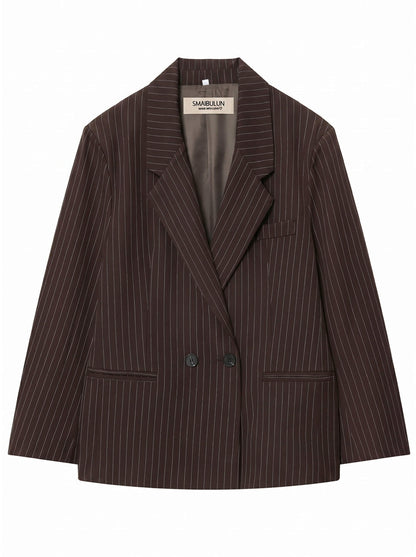 Pinstripe Lined Blazer - Chocolate