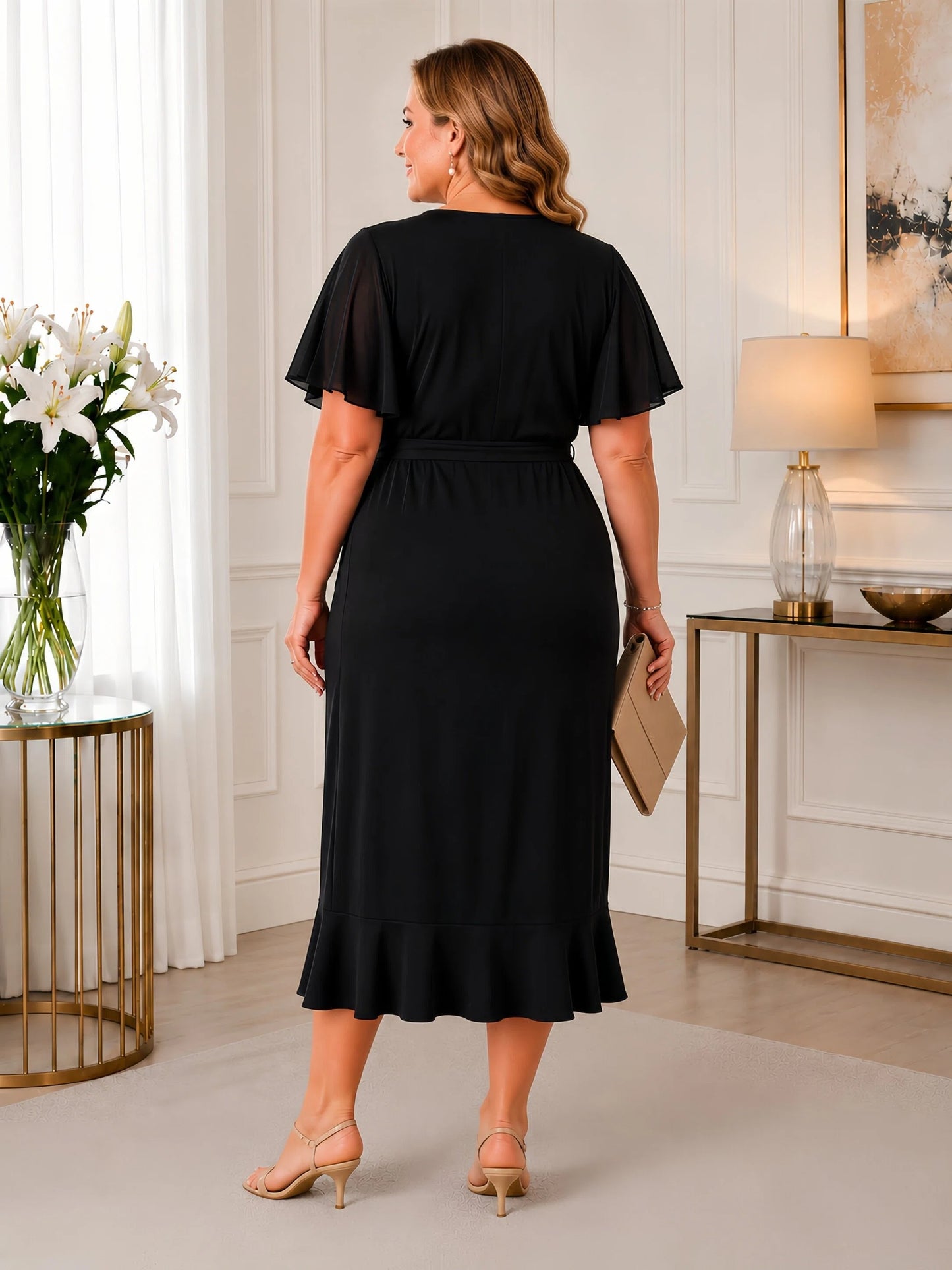 Aria Wrap Stretch Dress - Black