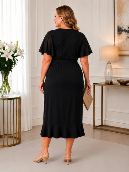 Aria Wrap Stretch Dress - Black