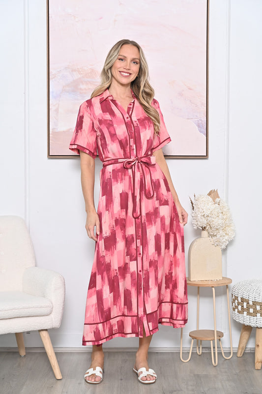Ester Shirt Dress in Wine