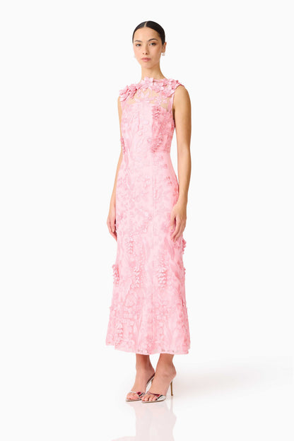 Elliatt Monique High Neck Floral Gown - Pink