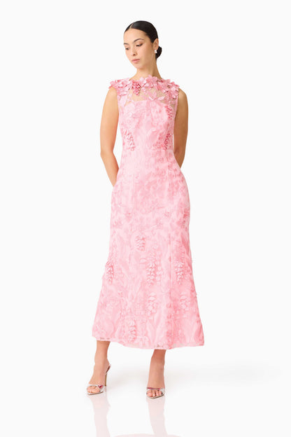 Elliatt Monique High Neck Floral Gown - Pink