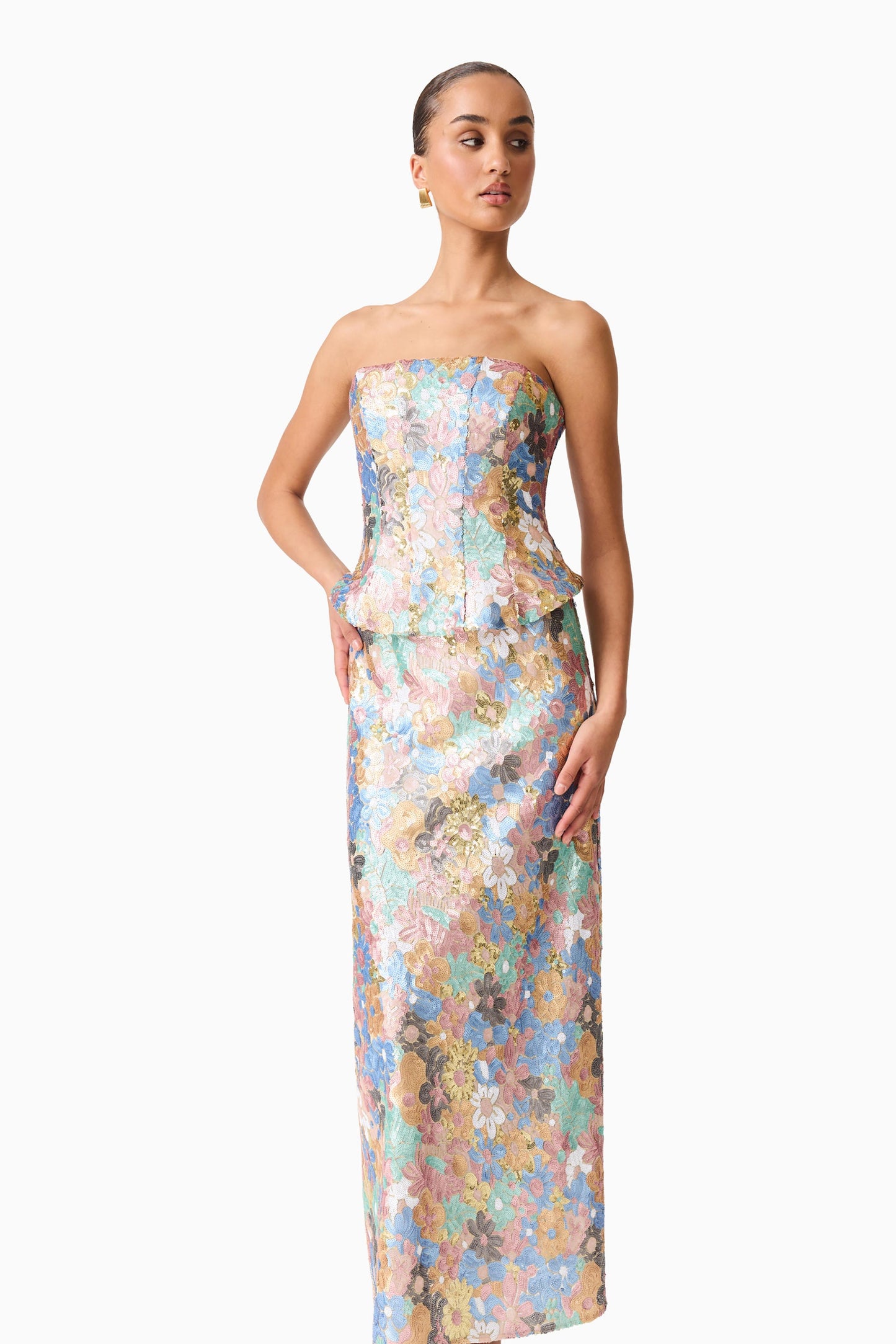Elliatt Athea Gown - Gold/Multi Mangos Fashion Boutique Elliatt Athea Gown - Gold/Multi Mangos Fashion Boutique