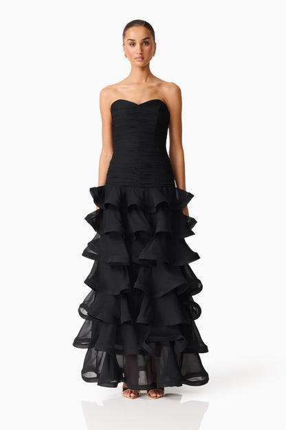 Elliatt Evelin Tiered Gown - Black