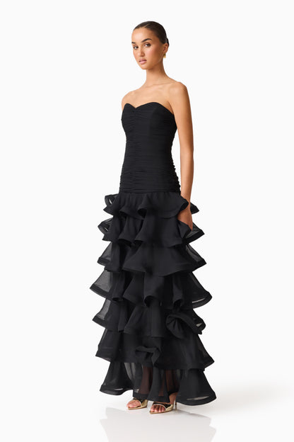 Elliatt Evelin Tiered Gown - Black