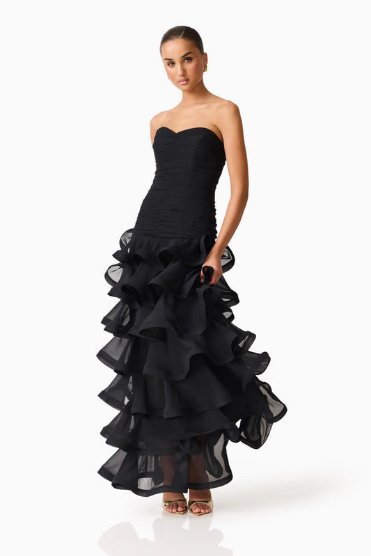 Elliatt Evelin Tiered Gown - Black