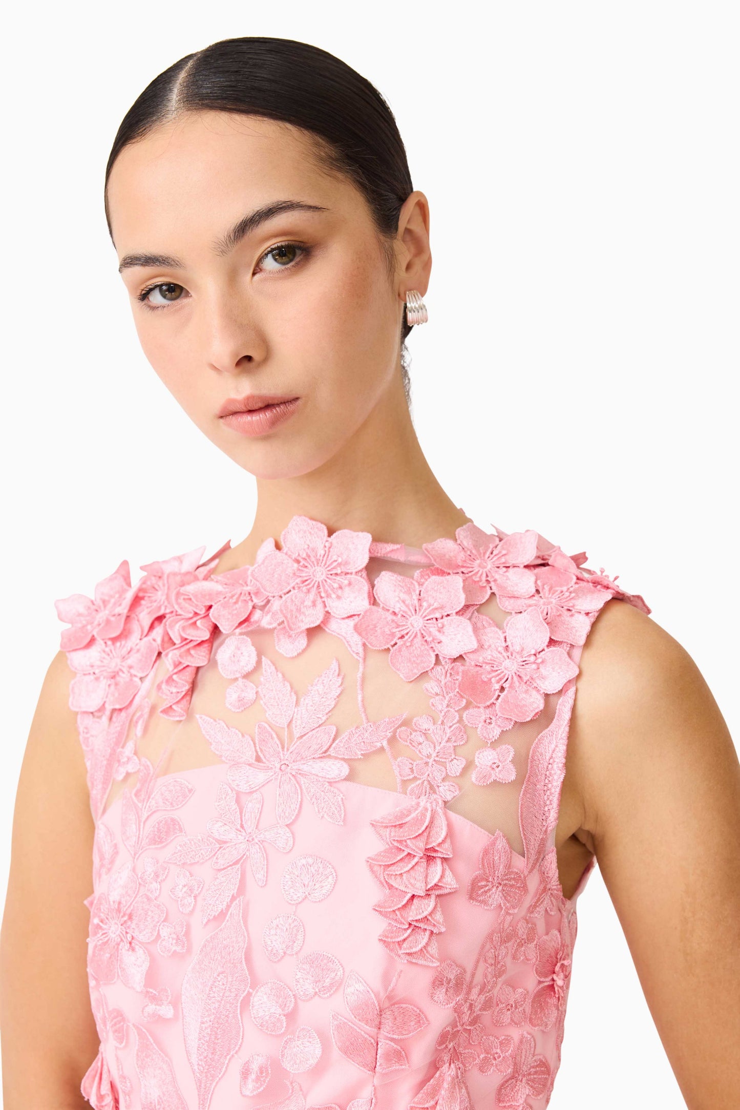 Elliatt Monique High Neck Floral Gown - Pink