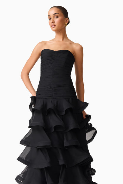 Elliatt Evelin Tiered Gown - Black