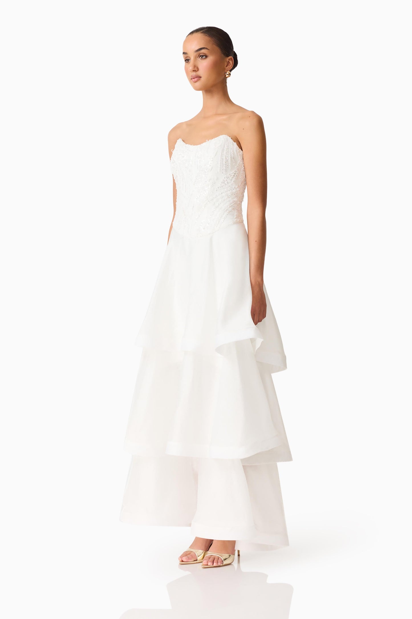Elliatt Daelia Tiered Gown - White