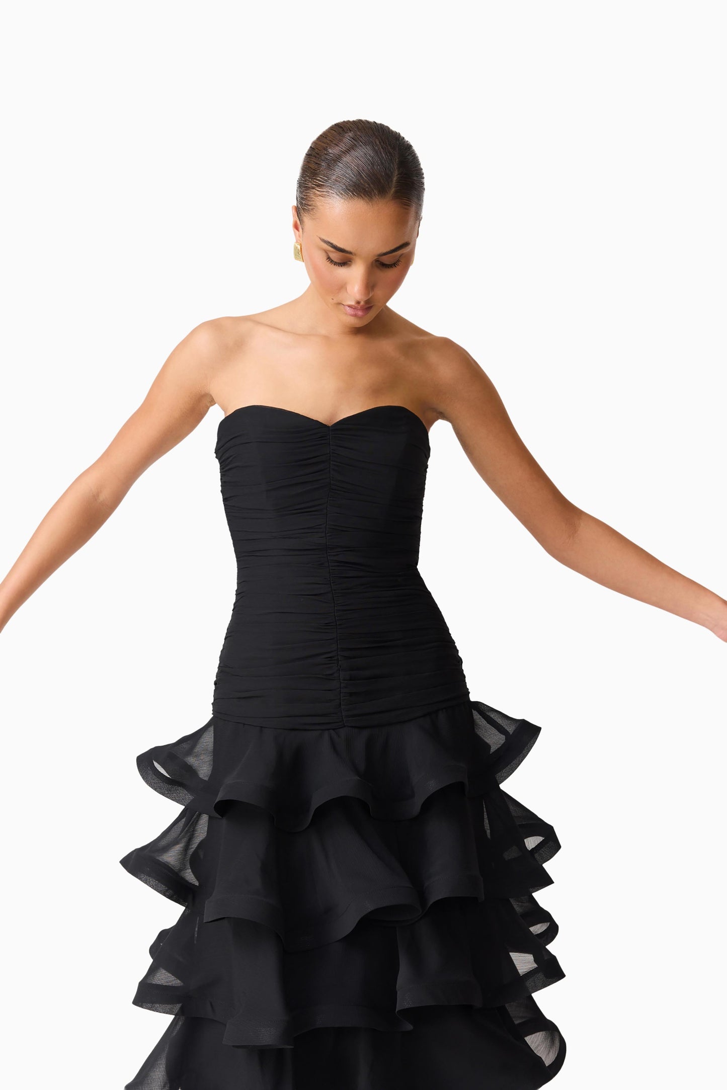 Elliatt Evelin Tiered Gown - Black