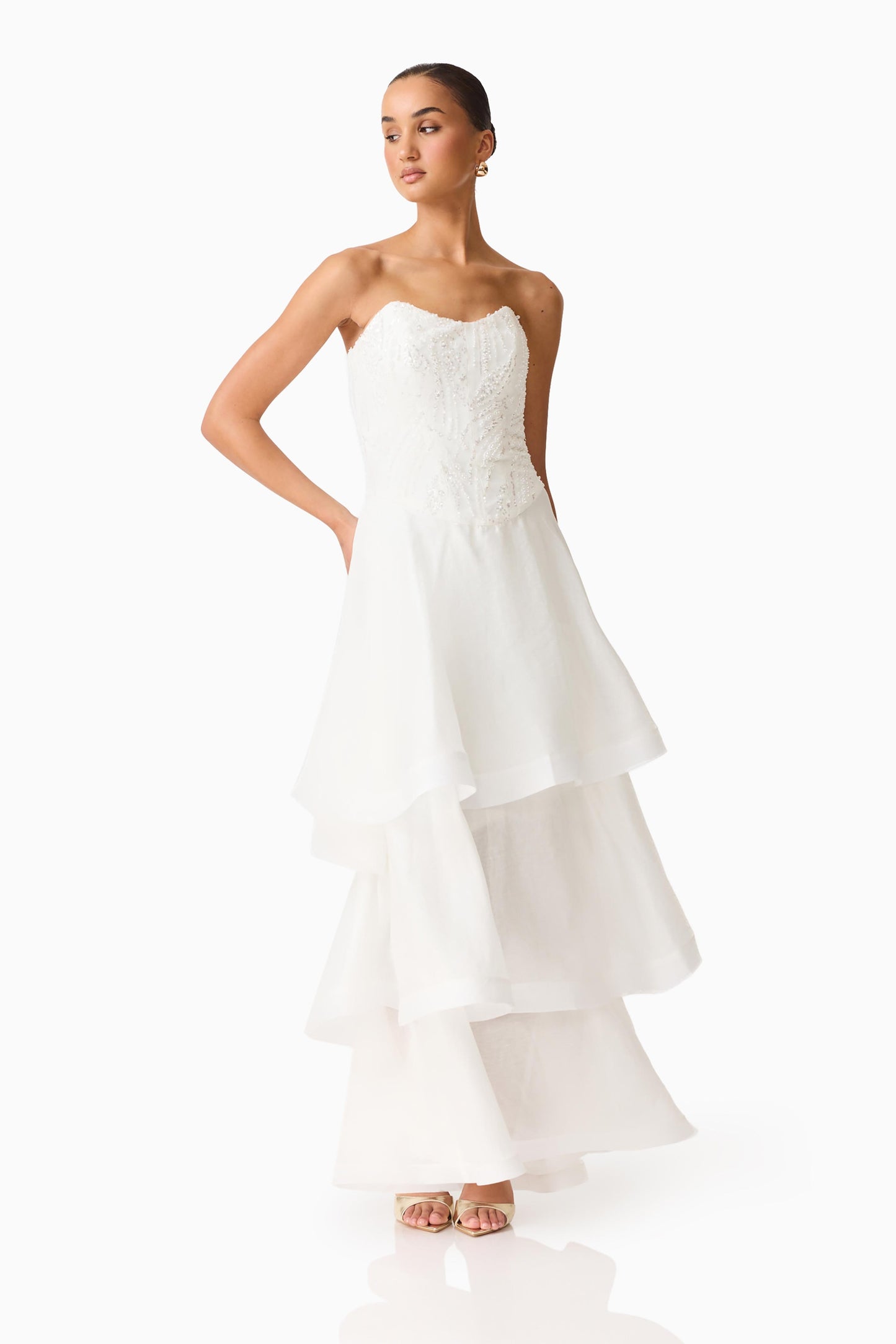 Elliatt Daelia Tiered Gown - White