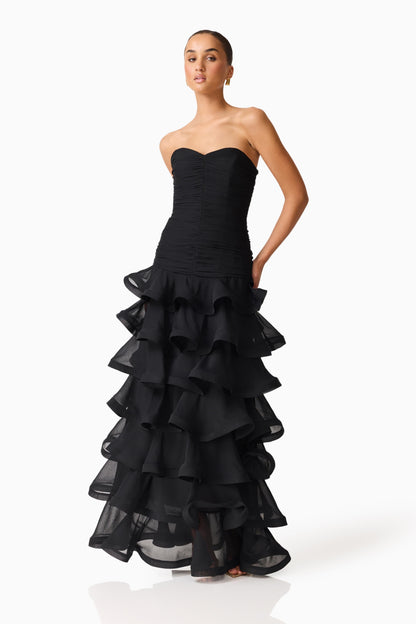 Elliatt Evelin Tiered Gown - Black